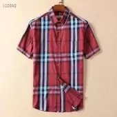 chemise burberry slim fit homme short sleeve b1006 rouge